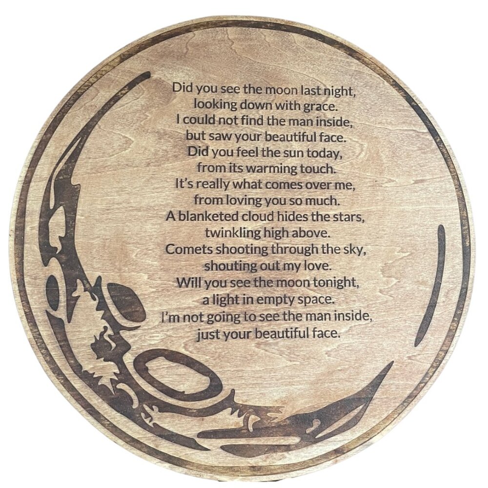 Full Moon Wall Sign with Engraved Poem Romantic Gift Anniversary Gift